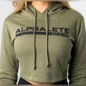 Alphabets dark green cropped hoodie size small
